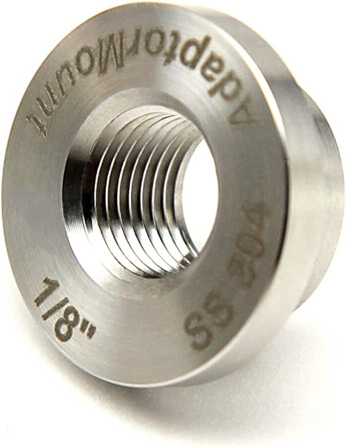AdaptorMount G 1/8" (BSPP) Stainless Steel 304 Female Threaded Stepped Weld Bung Mounting Fitting (OD 5/8") with Top Head (OD 0.8") - Image 2